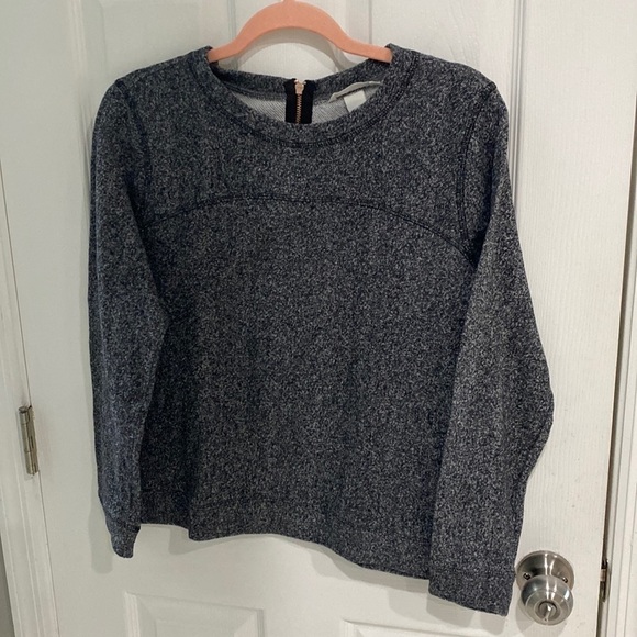 H&M Gray Sweater Rose Gold Back Zip Marled Knit Zipper Detail Size M - Picture 1 of 7